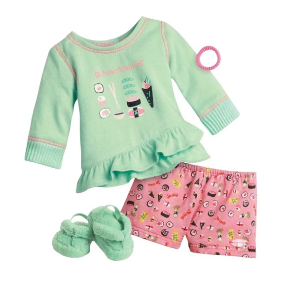 NEW American Girl Doll THATS HOW WE ROLL Japanese Sushi Themed PAJAMAS OUFIT Set - Picture 10 of 11